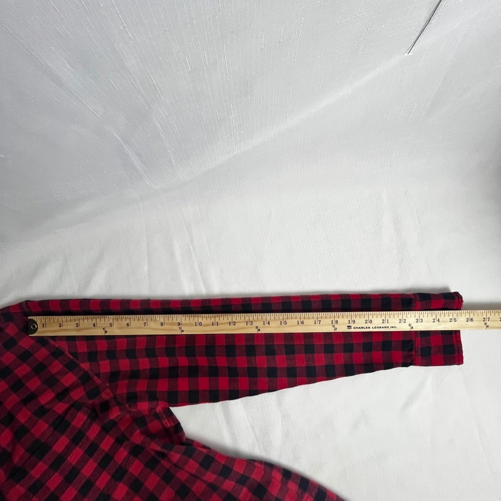 J.Crew Flannel Shirt Mens L Red Black Buffalo Check Classic Fit Cotton Pocket - Picture 10 of 12